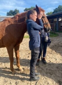 Maike bei der craniosakralen Therapie am Pferd